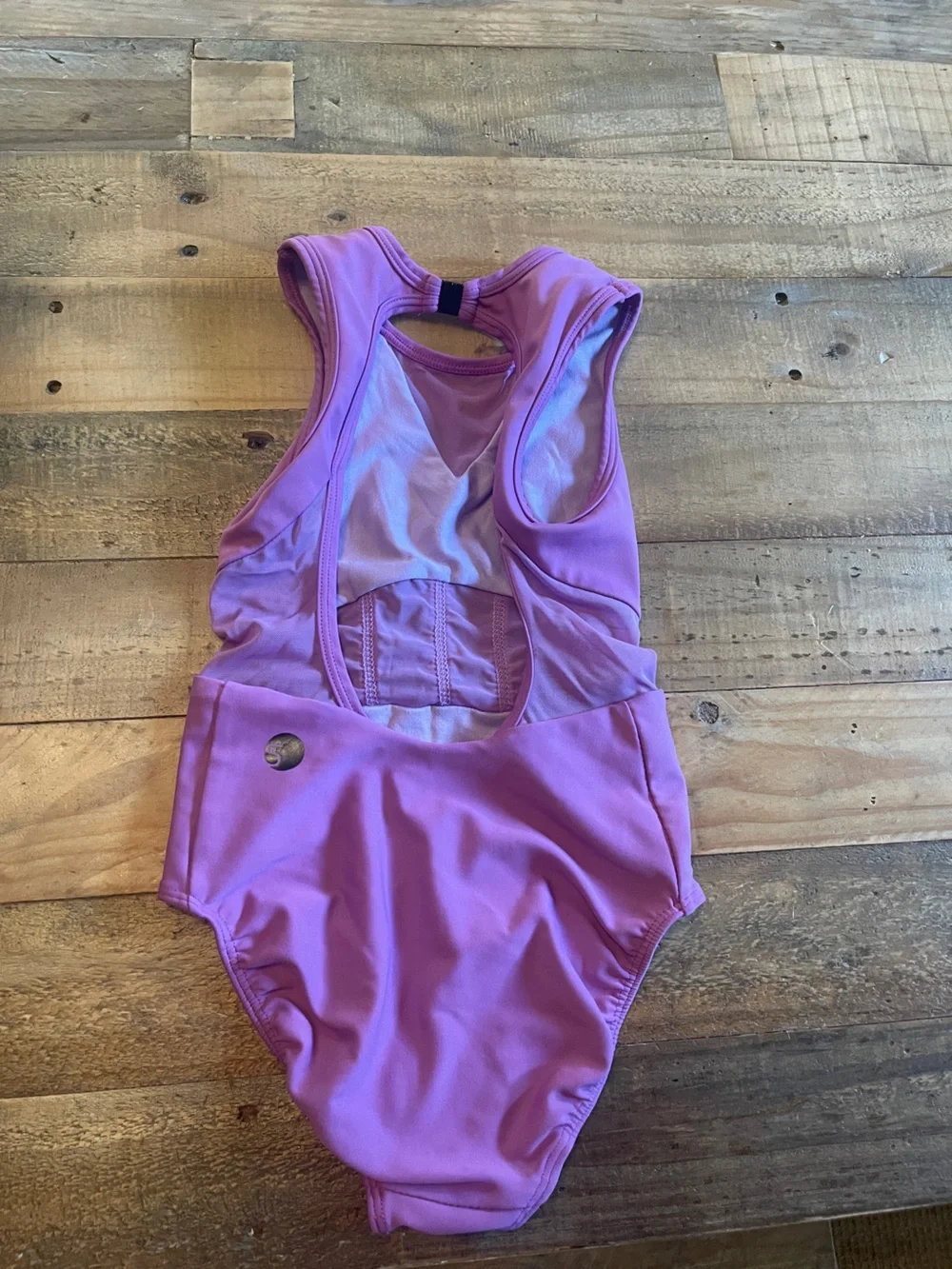 Five Dancewear Purple Leotard with Sheer Waist Panels; Youth Large